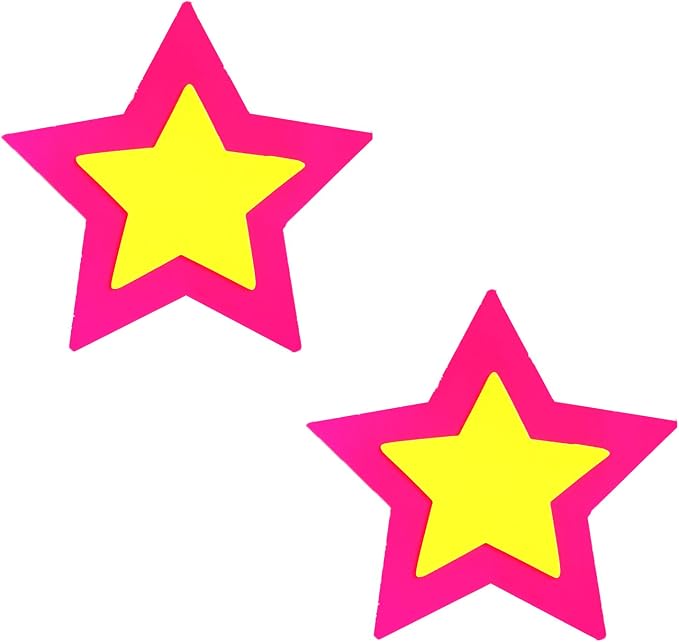 Neva Nude Blacklight Neon Pink Double Starburst Star Nipztix Pasties Nipple Covers