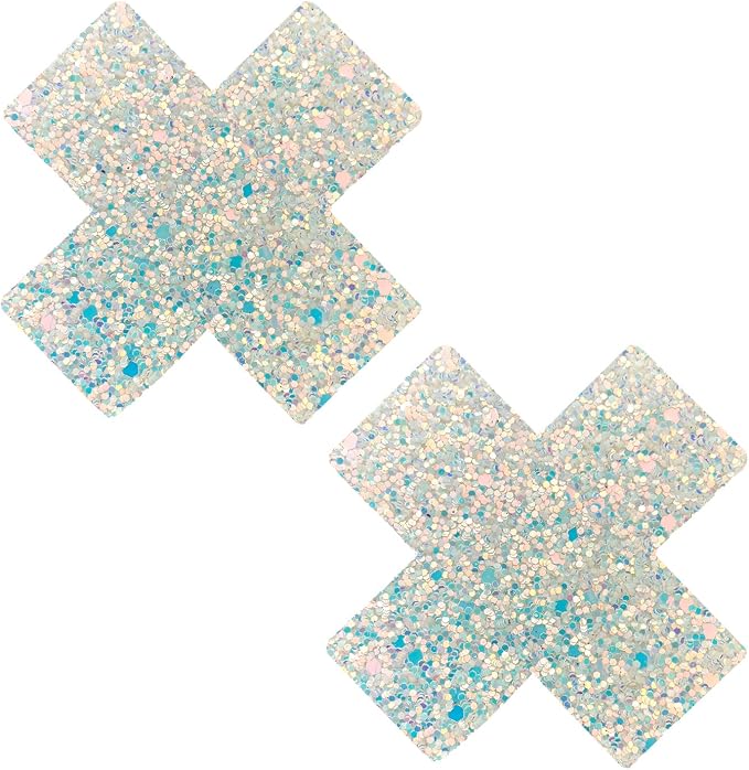 Neva Nude Super Sparkle White Iridescent Glitter X Nipztix Pasties Nipple Covers