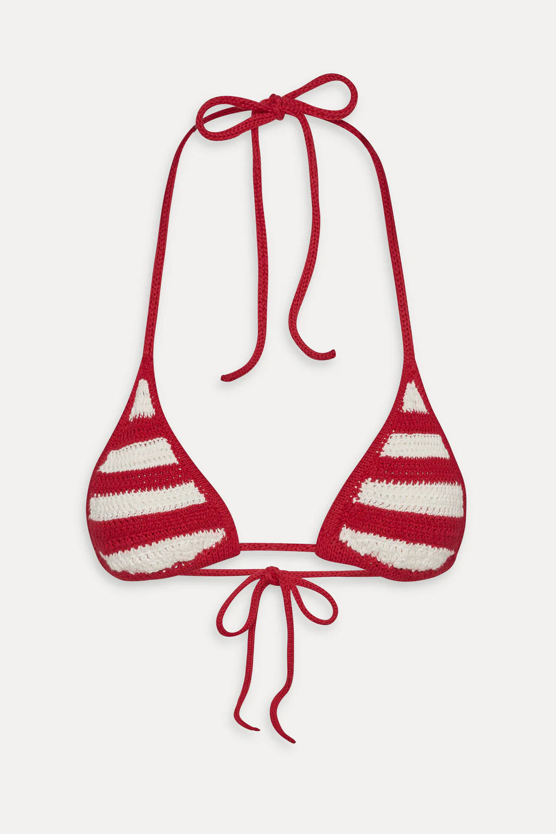Frankies Bikinis Nick Crochet Triangle Bikini Top & Mackenzie Cheeky Crochet Bikini Bottom - Red Ribbon