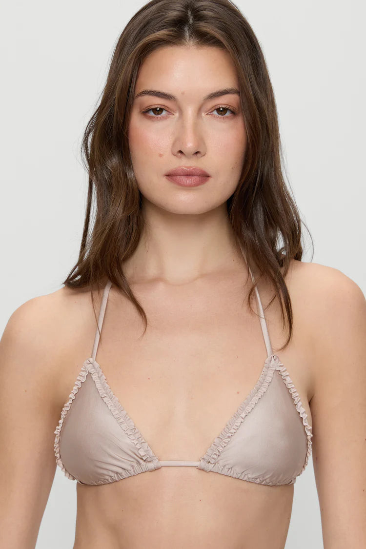 Frankies Bikinis Nick Triangle Shine Bikini Top & Kate Cheeky Shine Bottom - Birthday Suit