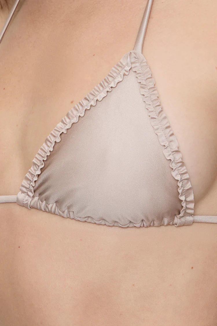 Frankies Bikinis Nick Triangle Shine Bikini Top & Kate Cheeky Shine Bottom - Birthday Suit