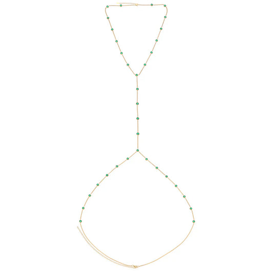 Bijoux De Mimi Olivia Body Chain - Gold & Green
