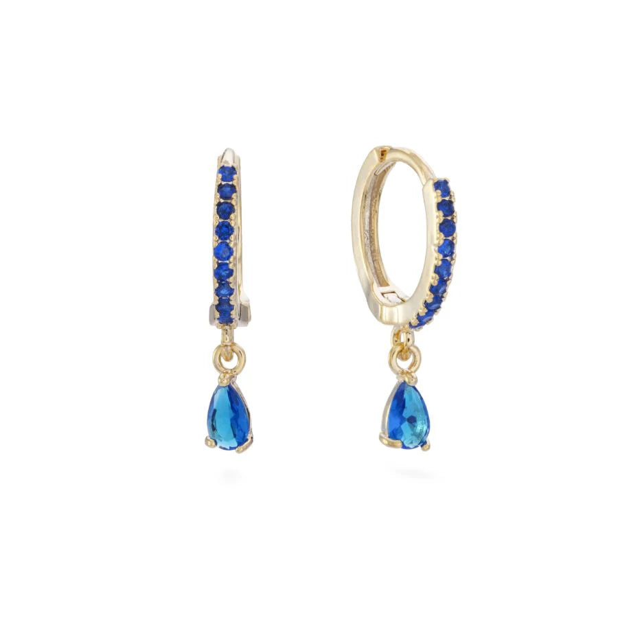 Bijoux De Mimi Ottillie Teardrop Huggie Earrings - Gold Blue