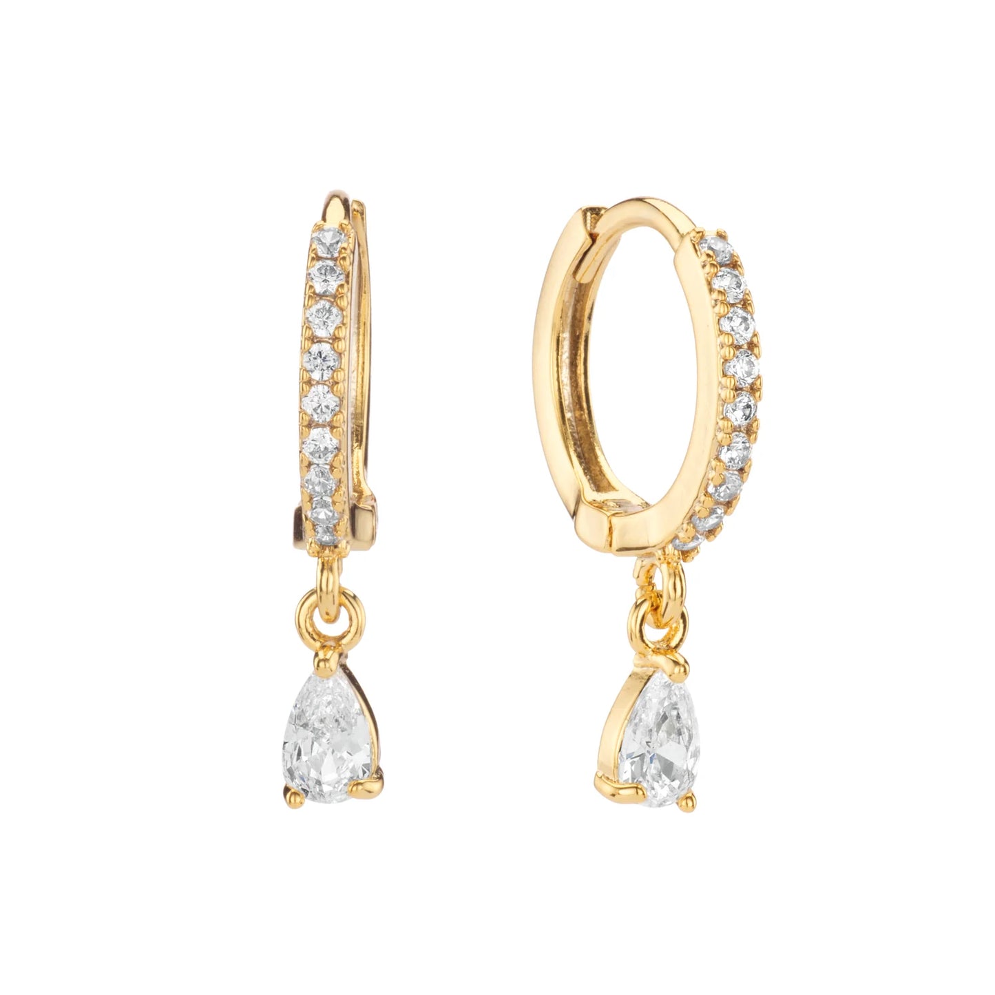Bijoux De Mimi Ottillie Teardrop Huggie Earrings - Gold Crystal