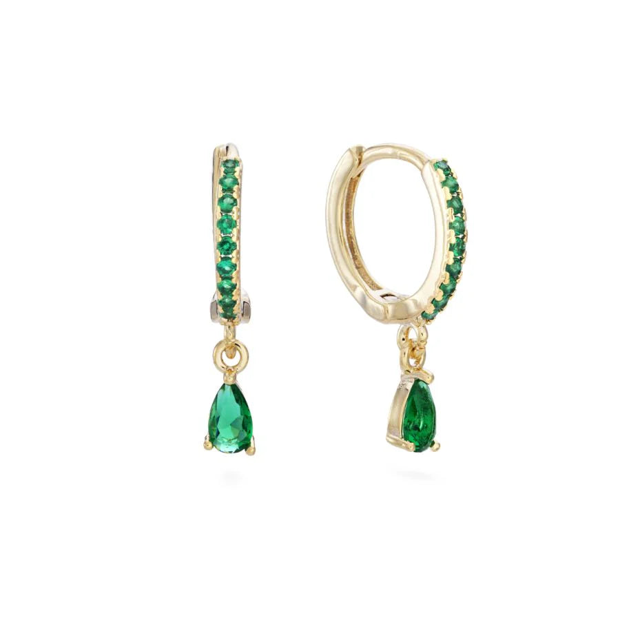 Bijoux De Mimi Ottillie Teardrop Huggie Earrings - Gold Green