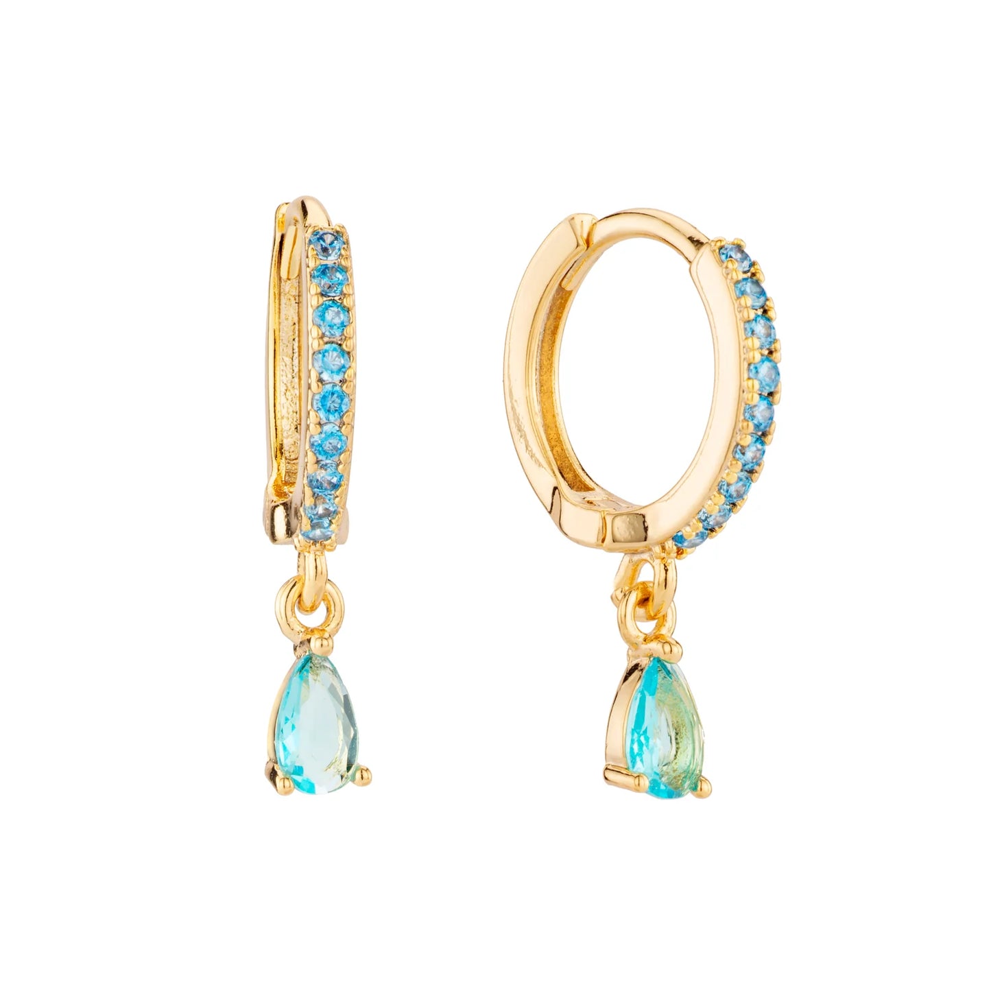 Bijoux De Mimi Ottillie Teardrop Huggie Earrings - Gold Turquoise