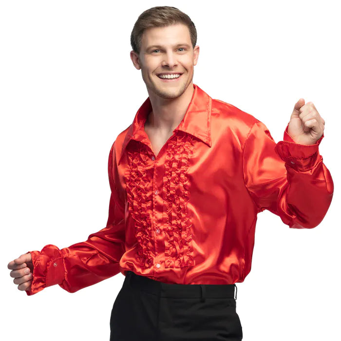 Mens Red Frilly Shirt