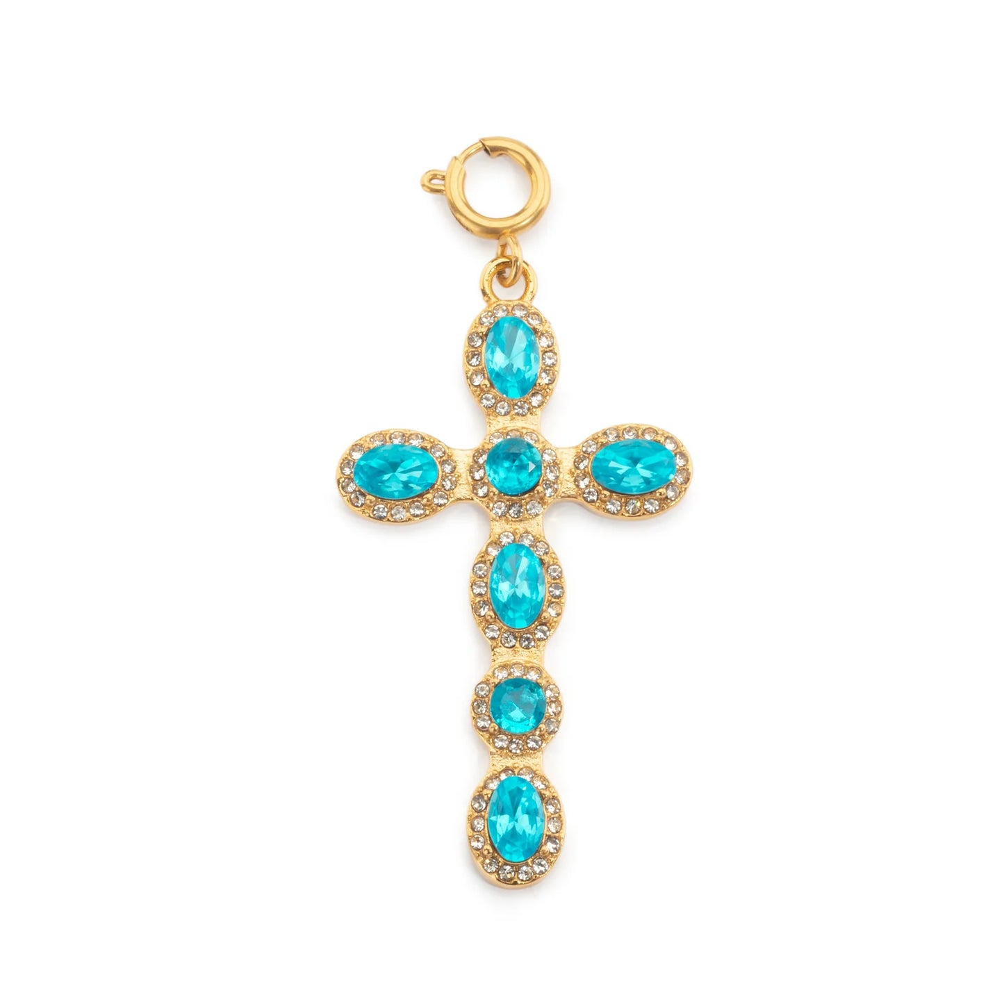 Bijoux De Mimi Phoebe Cross Pendant Charm - Gold Turquoise