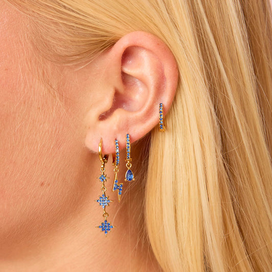 Bijoux De Mimi Romilly Droplet Star Huggie Earrings - Gold & Blue