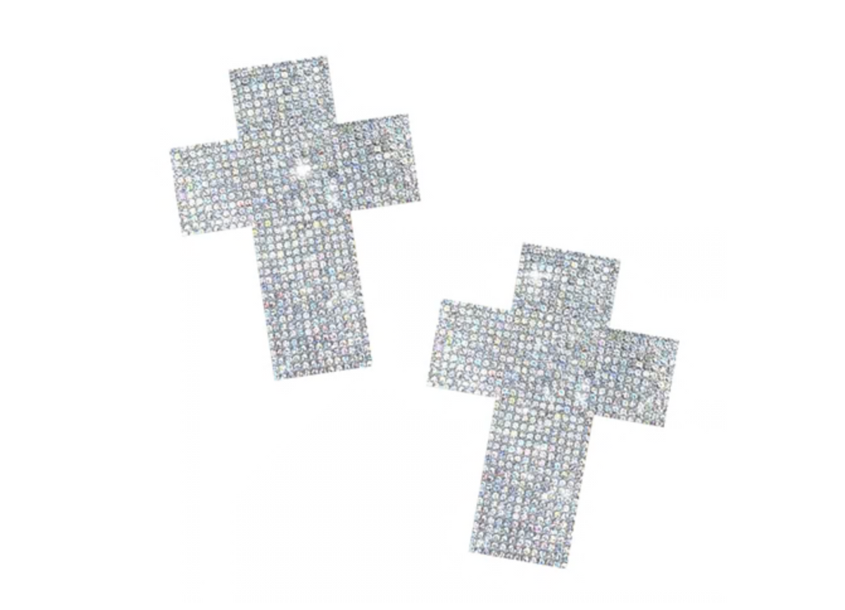 Razzle Dazzle Crystal Jewel Sparkle Crucifix Nipple Cover Pasties