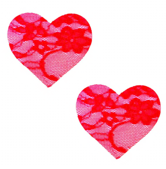 Neva Nude Risky Red Lace I Heart U Nipple Cover Pasties