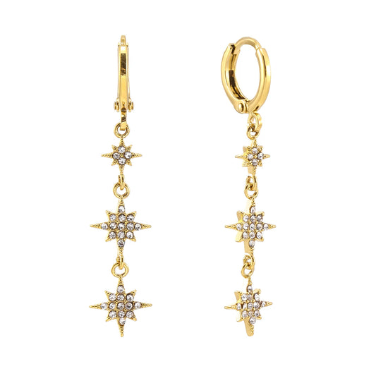 Bijoux De Mimi Romilly Droplet Star Huggie Earrings - Gold & Crystal