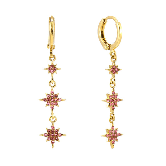 Bijoux De Mimi Romilly Droplet Star Huggie Earrings - Gold & Pink