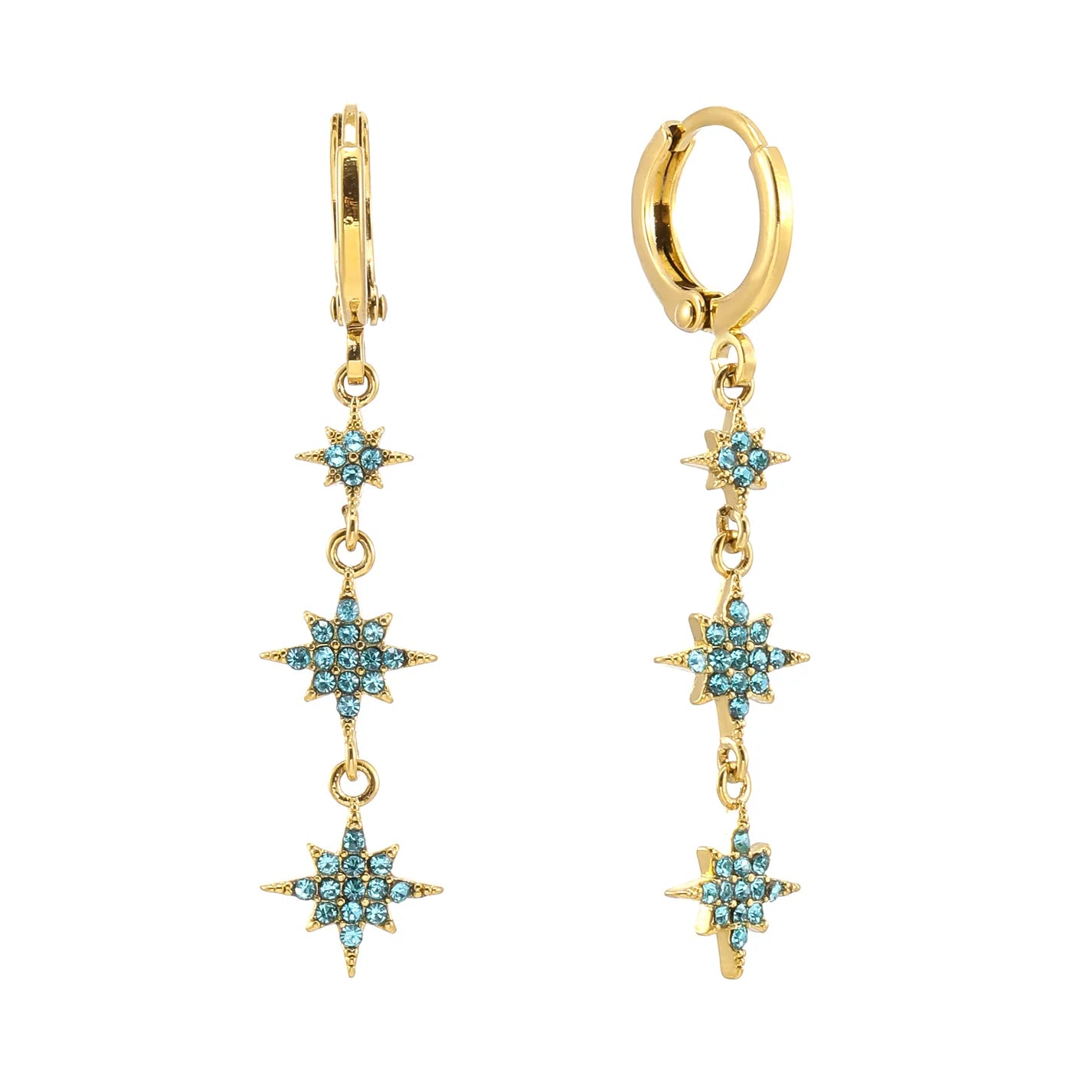 Bijoux De Mimi Romilly Droplet Star Huggie Earrings - Gold & Turquoise