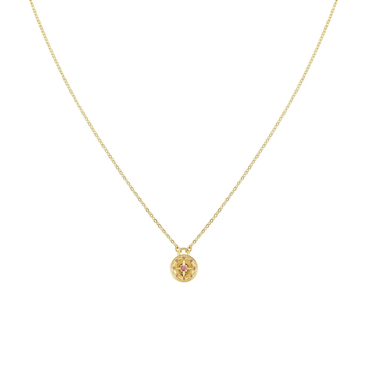 Bijoux De Mimi Sasha Compass Necklace - Gold & Pink