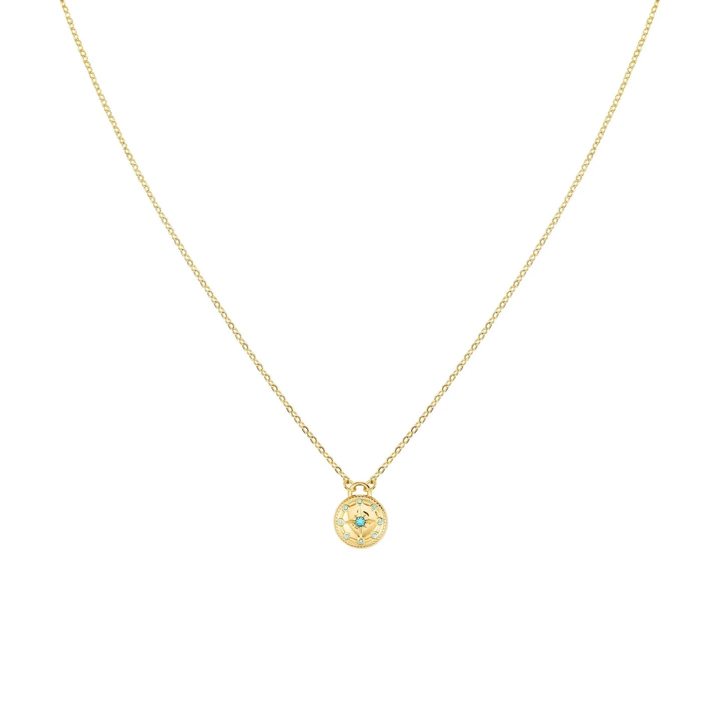 Bijoux De Mimi Sasha Compass Necklace - Gold & Turquoise