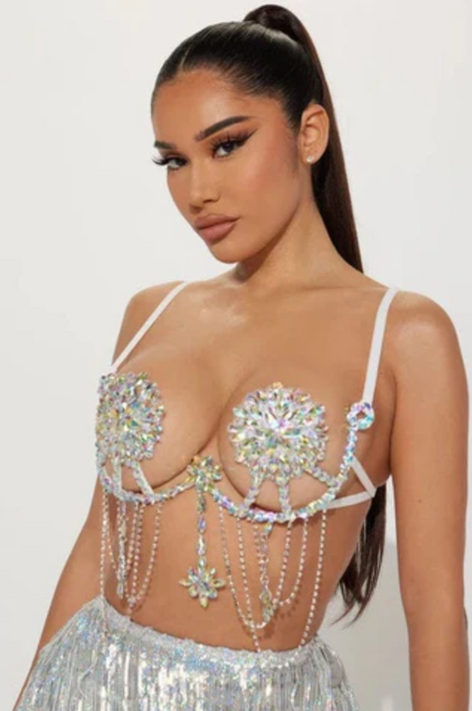 Winterfell Clear Iridescent Crystal Carnival Bra