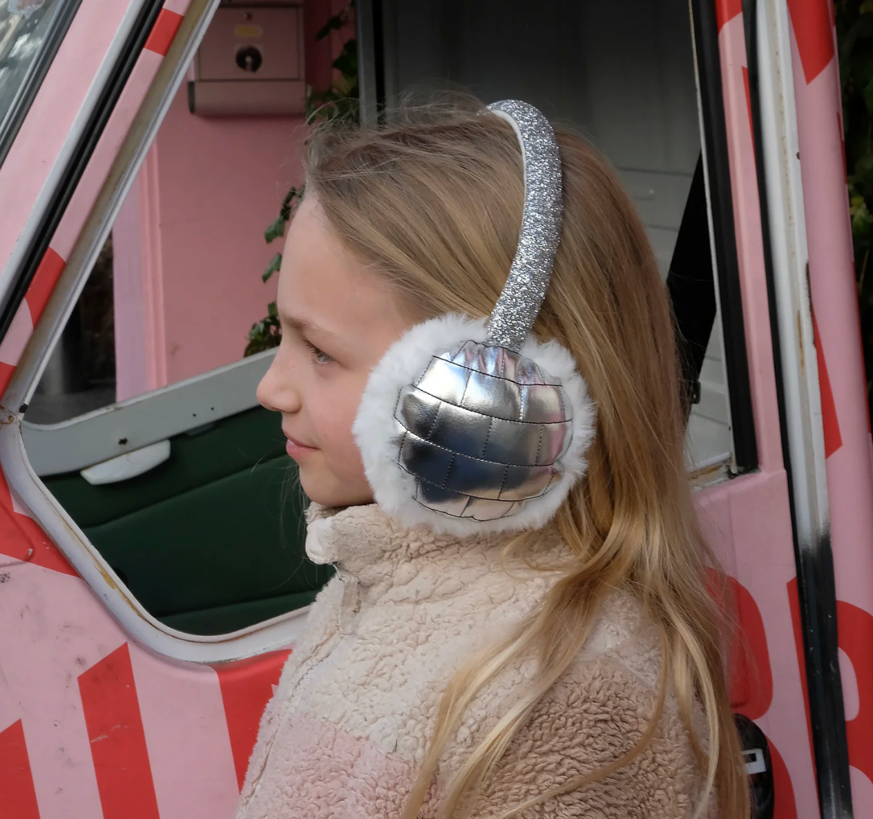 Silver Disco Ball Earmuffs