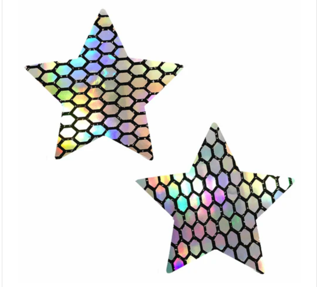 Neva Nude Mirrored Mayhem Super Holographic Starry Nights Nipple Cover Pasties