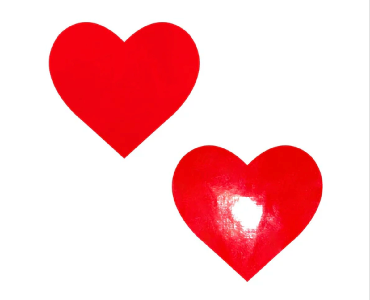 Neva Nude Vixen Red Wet Vinyl I Heart U Nipple Cover Pasties