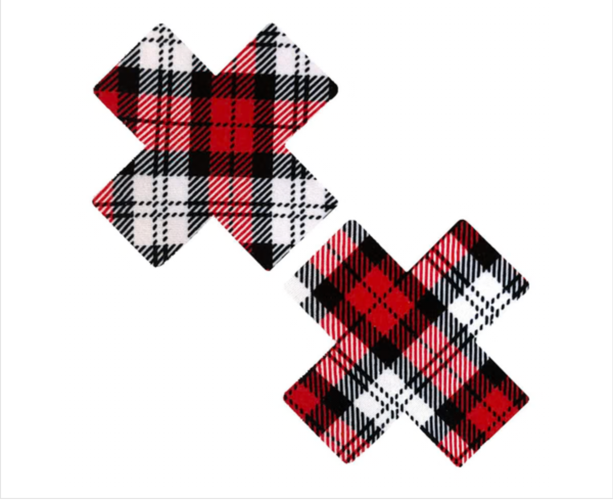 Neva Nude Clueless School Girl Plaid X Factor Nipple Cover Pasties