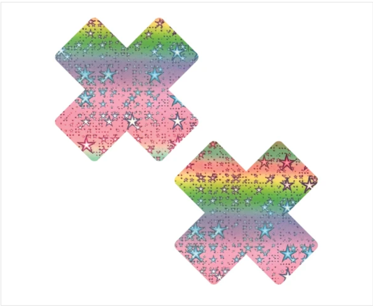 Neva Nude Moonshot Pastel Multicolor Super Reflective X Factor Nipple Cover Pasties