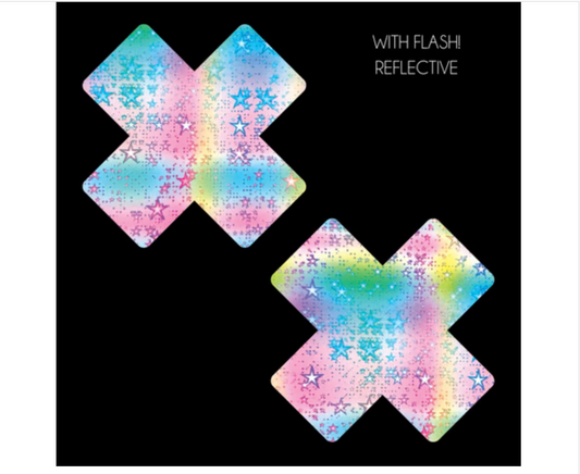 Neva Nude Moonshot Pastel Multicolor Super Reflective X Factor Nipple Cover Pasties