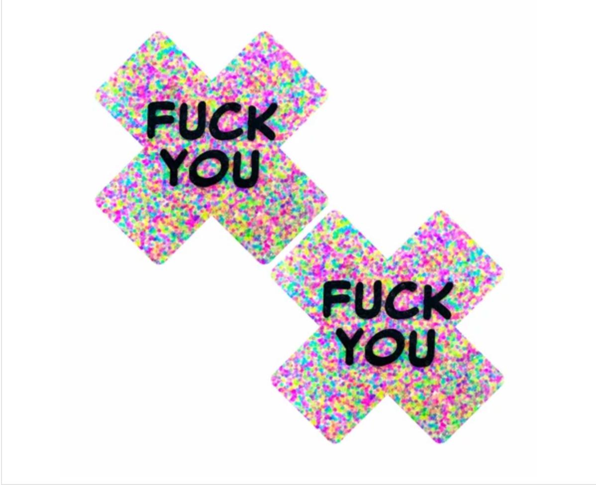 Neva Nude F*ck You Sprankles 3D Neon Blacklight X factor Nipple Cover Pasties