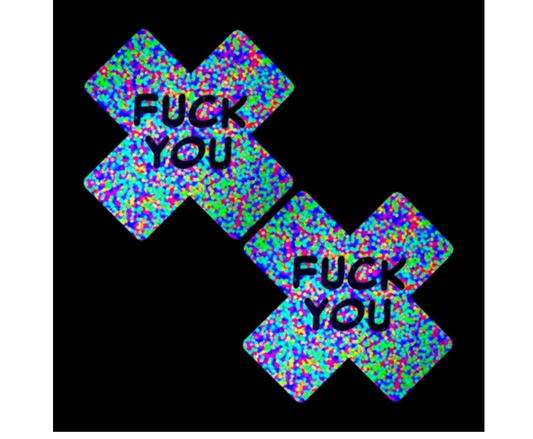 Neva Nude F*ck You Sprankles 3D Neon Blacklight X factor Nipple Cover Pasties