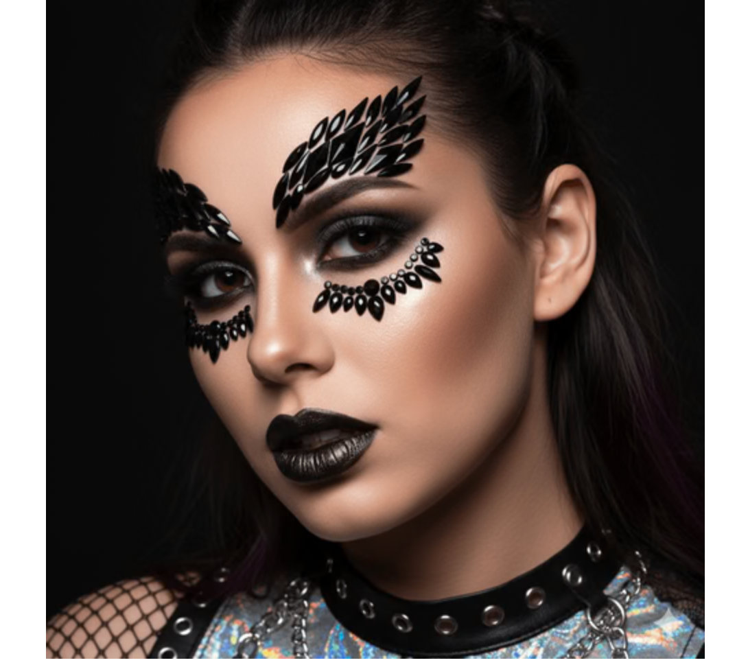 Neva Nude Night Hawk Black Crystal Face Jewels