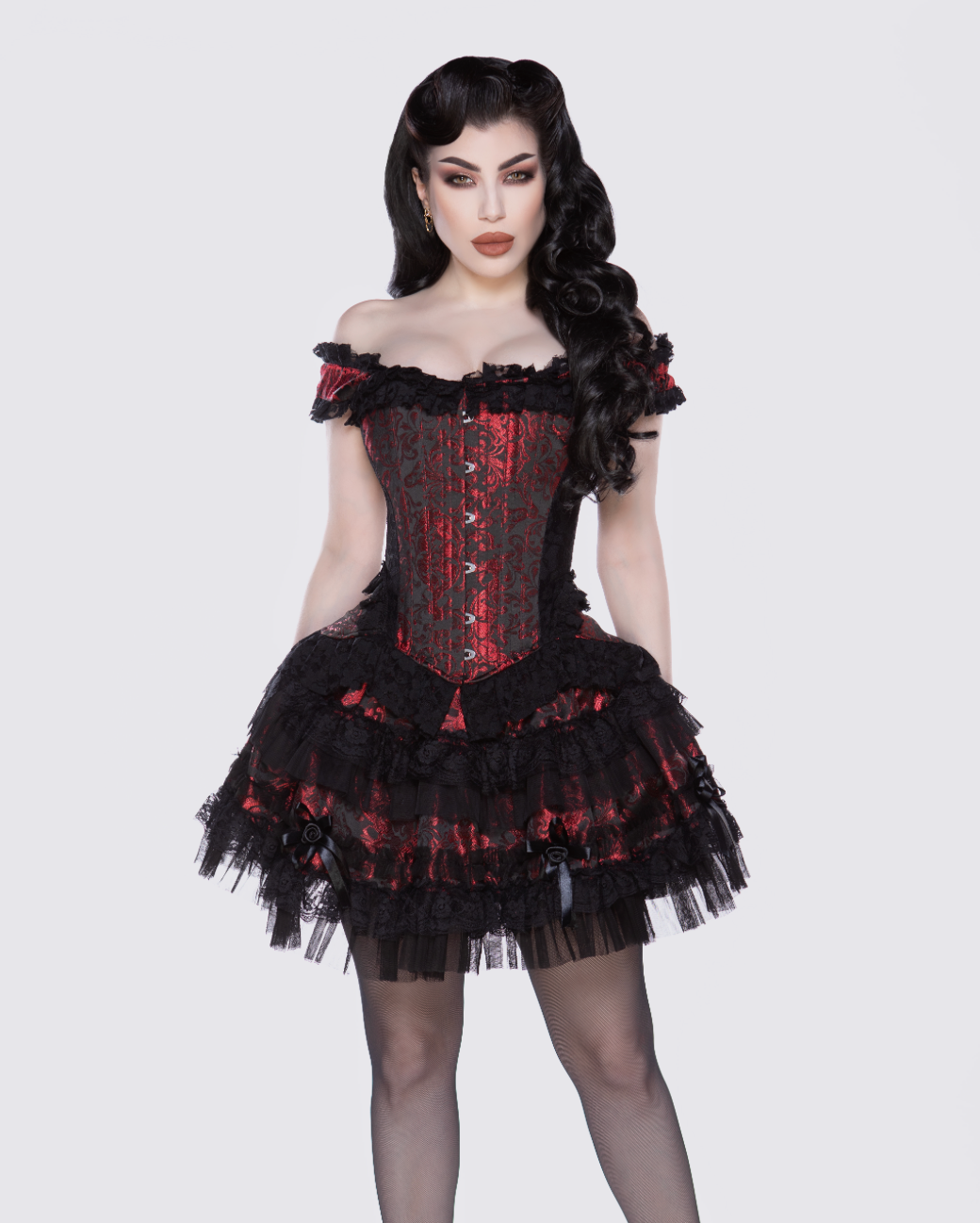 Lolita Mini Skirt in Red King Brocade