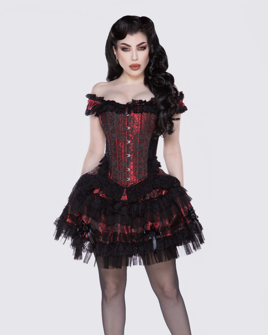 Lolita Mini Skirt in Red King Brocade