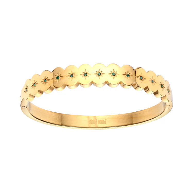 Bijoux De Mimi Tallulah Bangle Gold & Green