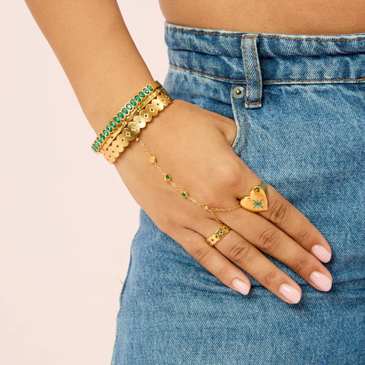 Bijoux De Mimi Tallulah Bangle Gold & Green