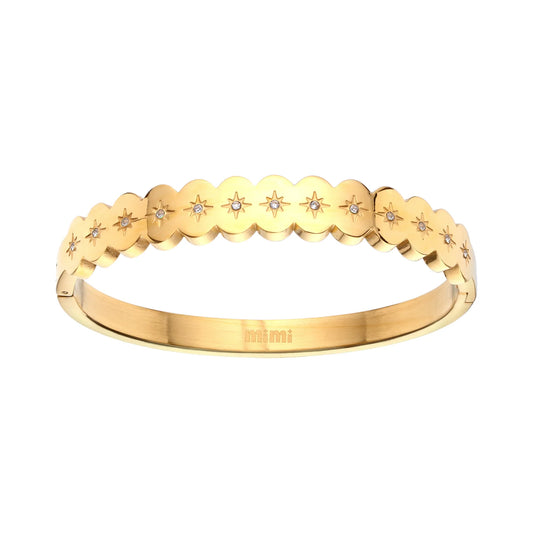 Bijoux De Mimi Tallulah Scallop Star Bangle - Gold & Crystal
