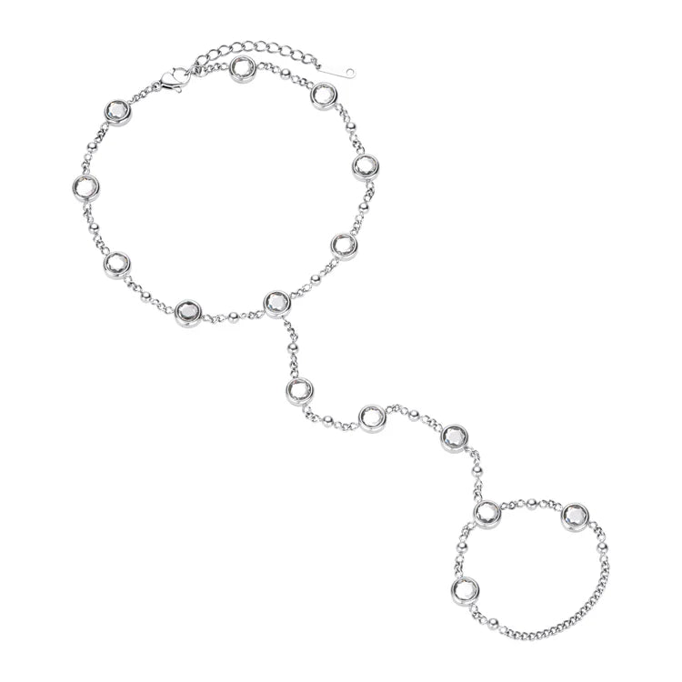 Tshenolo Multi Hand Chain Silver & Crystal
