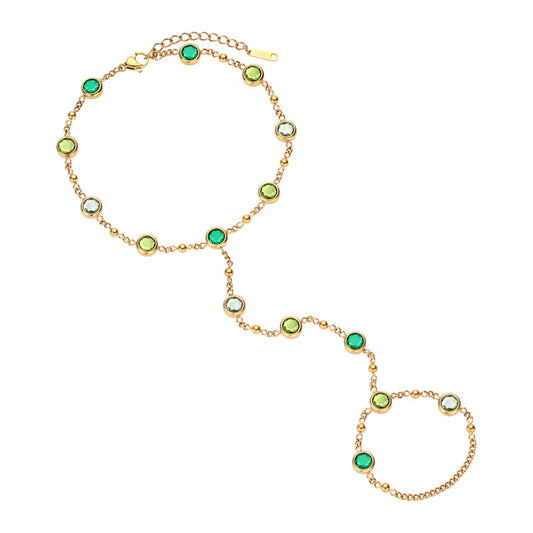 Tshenolo Multi Hand Chain - Gold & Green