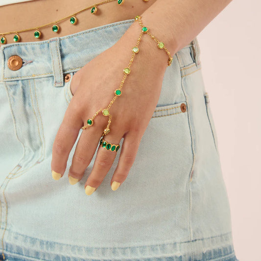 Tshenolo Multi Hand Chain Gold & Green