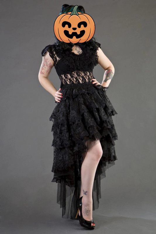 Ophelie Long Gothic Skirt - Black Lace