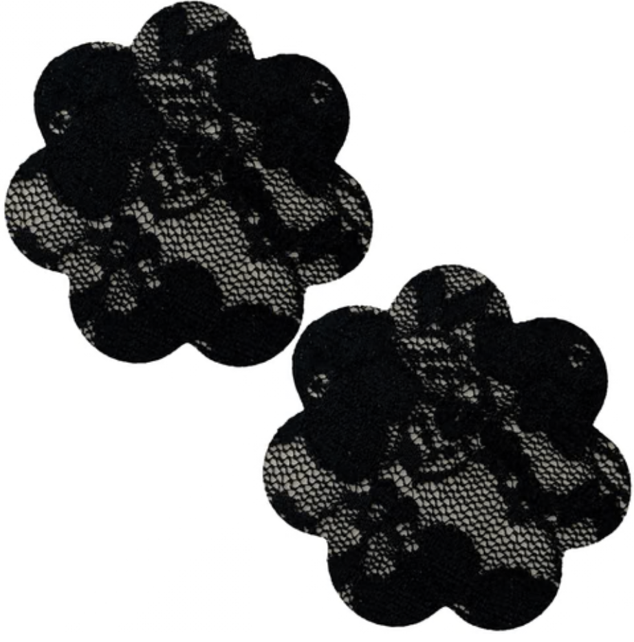 Neva Nude Vogue Queen Status Plus Size Black Lace Petal Nipple Cover Pasties