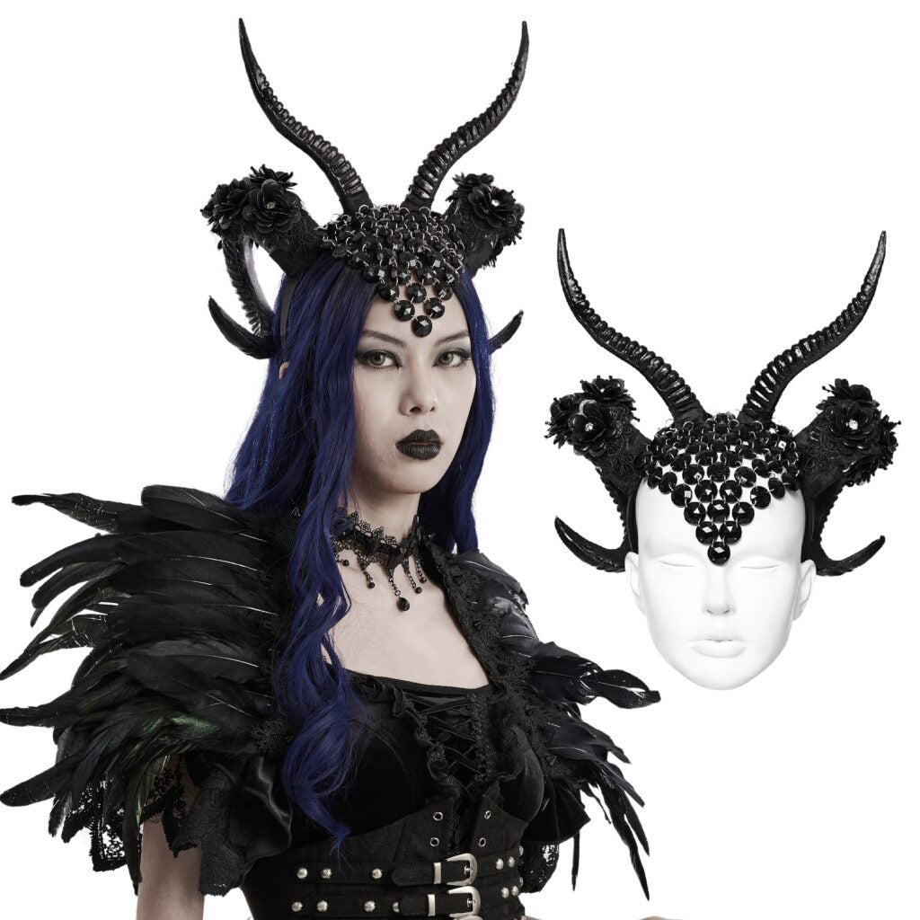 Goth Bejewelled Demon Headband