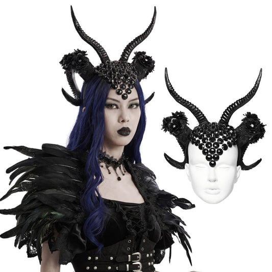 Goth Bejewelled Demon Headband