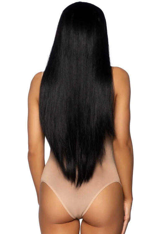 Long Straight Center Part Wig - Black
