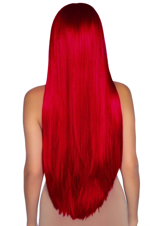 Long Straight Center Part Wig - Red