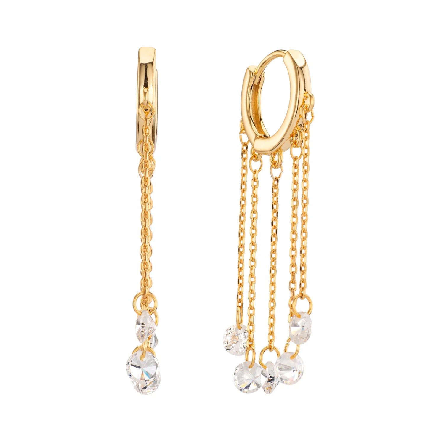 Bijoux De Mimi Alisa Gold Crystal Huggie Earrings