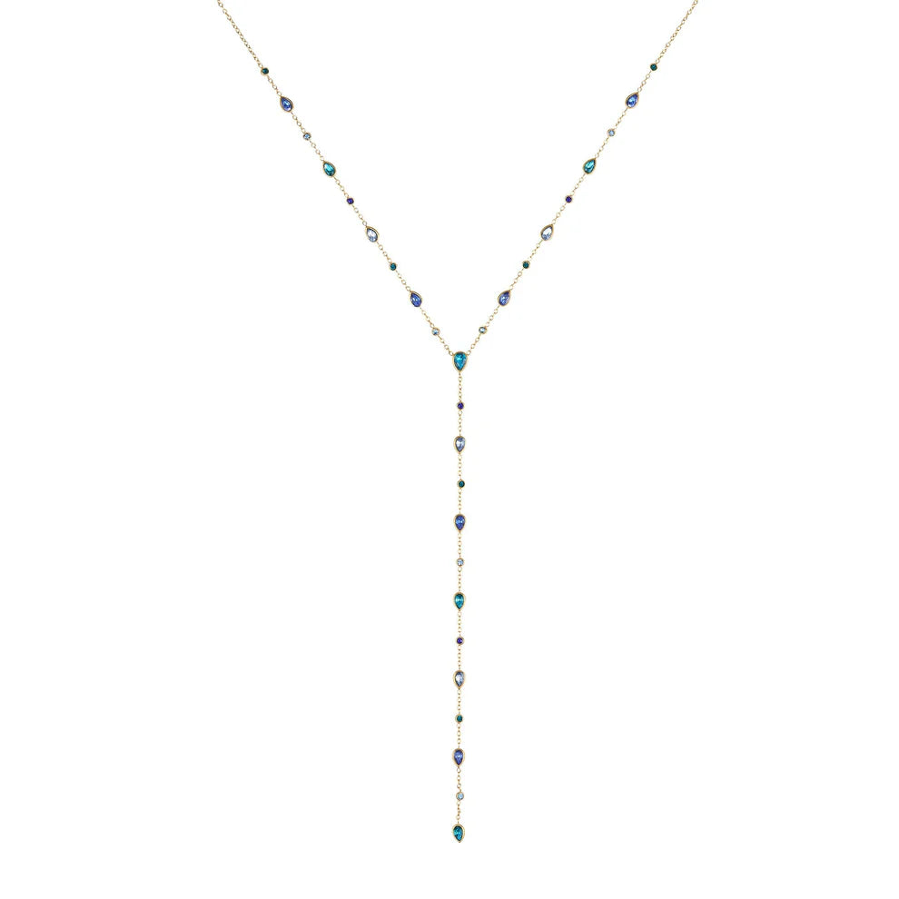 Bijoux De Mimi Araminta Droplet Necklace - Gold & Blue