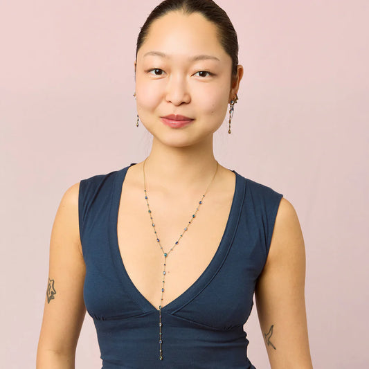 Bijoux De Mimi Araminta Droplet Necklace - Gold & Blue