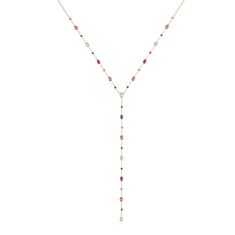 Bijoux De Mimi Araminta Droplet Necklace - Gold & Pink