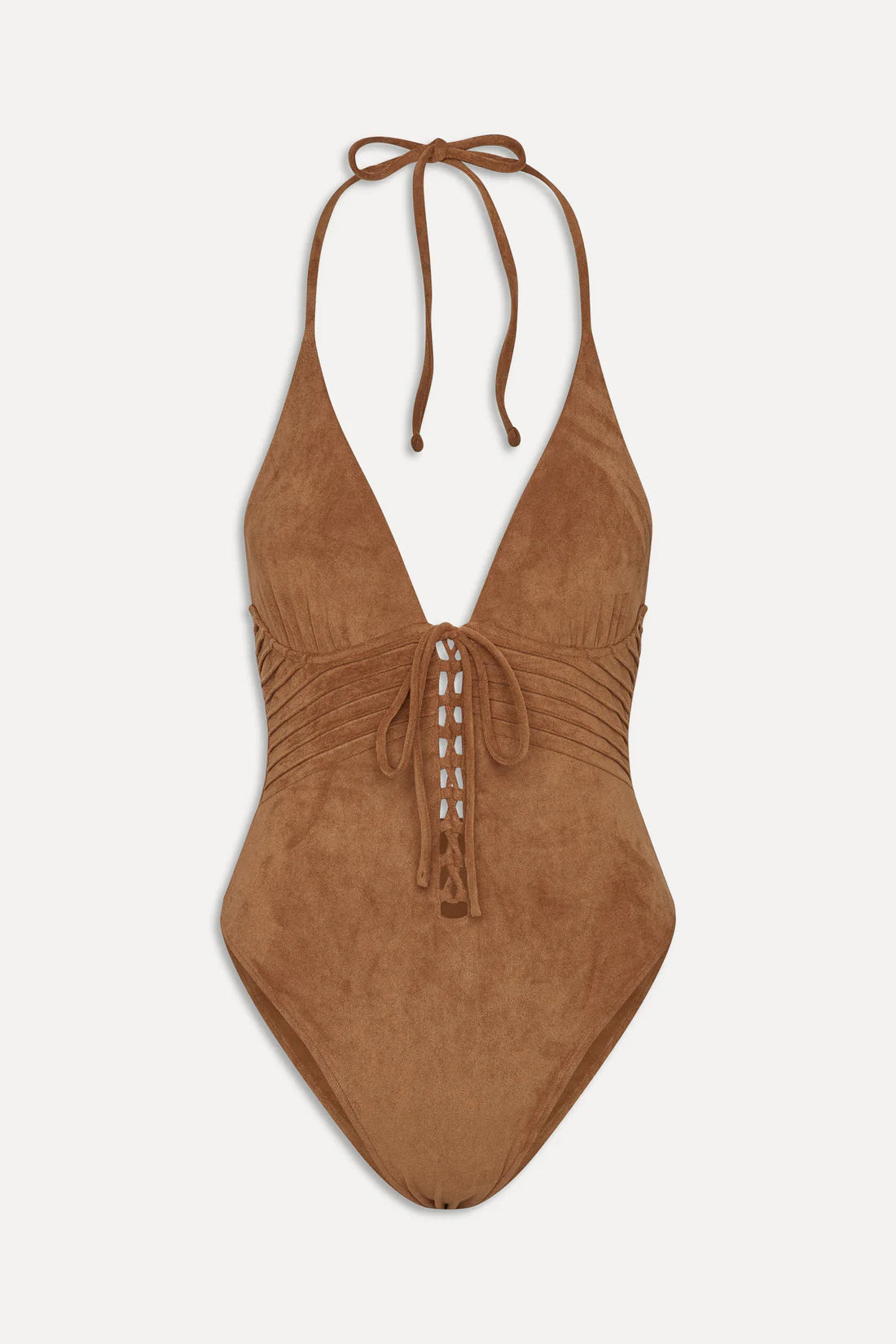 COMING SOON Frankies Bikinis x Bella Hadid Barrel Suede Onepiece Swimsuit