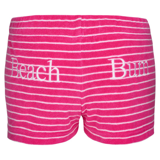 Pink & White Beach Bum Towelling Shorts